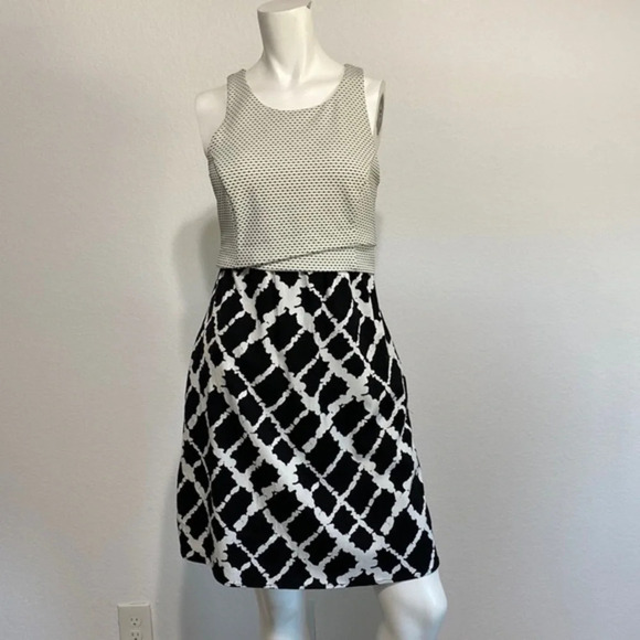 Tabitha Anthropologie Cream & Black Sleeveless Mini Dress Size 2 - Picture 2 of 3